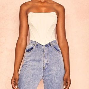 HOUSE OF CB 'Juana' White Shaped Top Boned Corset /Size XL-US 10-12/JP206